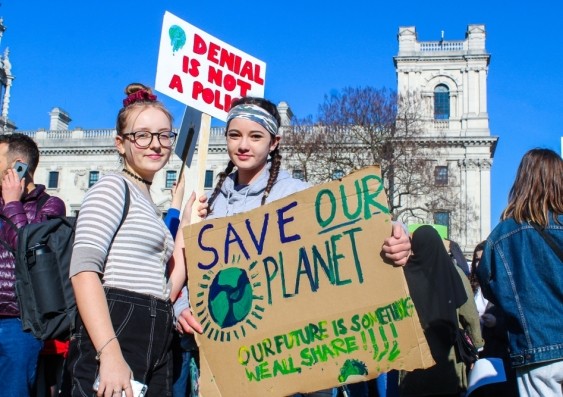Young protesters in London call for action to help prevent climate change